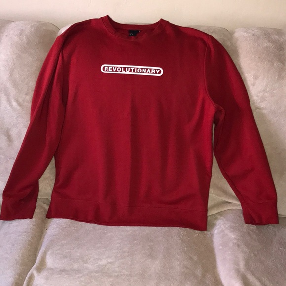 H&M US XL Red and white REVOLUTIONARY sweatshirt π - Picture 2 of 4